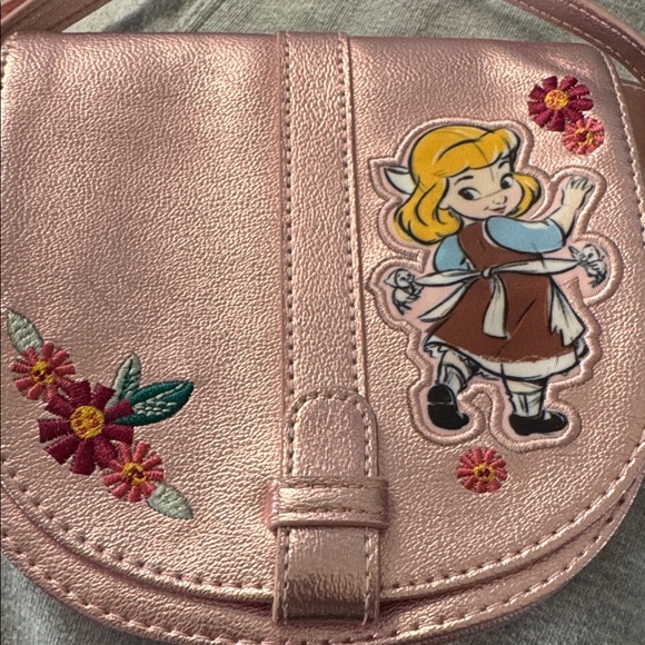 DISNEY ANIMATORS COLLECTION Pink Metallic Crossbody Bag with Floral Design - Picture 7 of 10